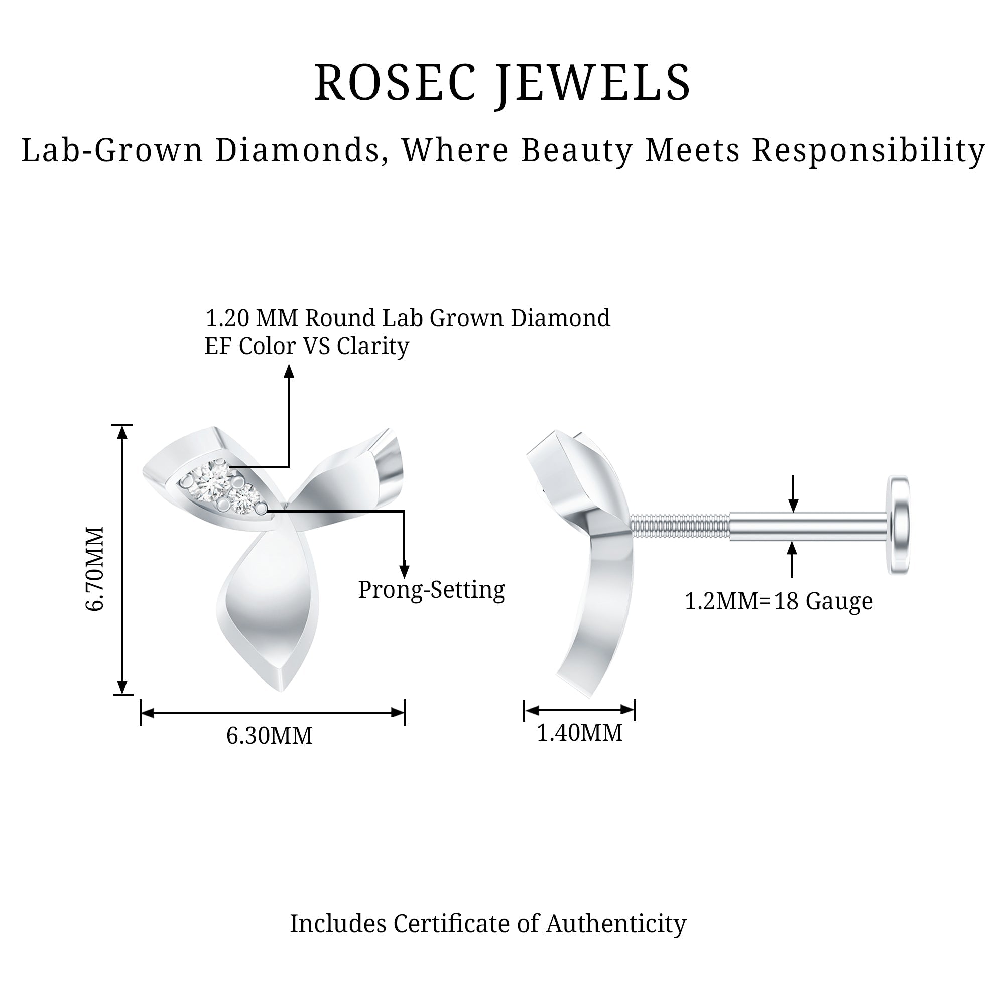 Unique Diamond Floral Earring for Tragus Piercing | Body Jewelry | Wiccan Center