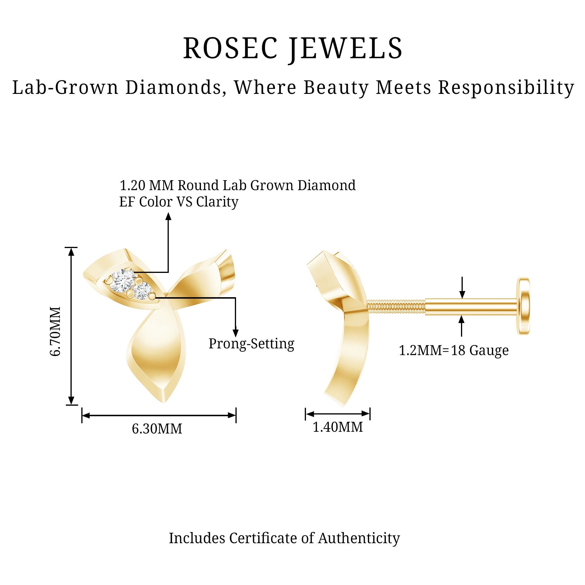 Unique Diamond Floral Earring for Tragus Piercing | Body Jewelry | Wiccan Center
