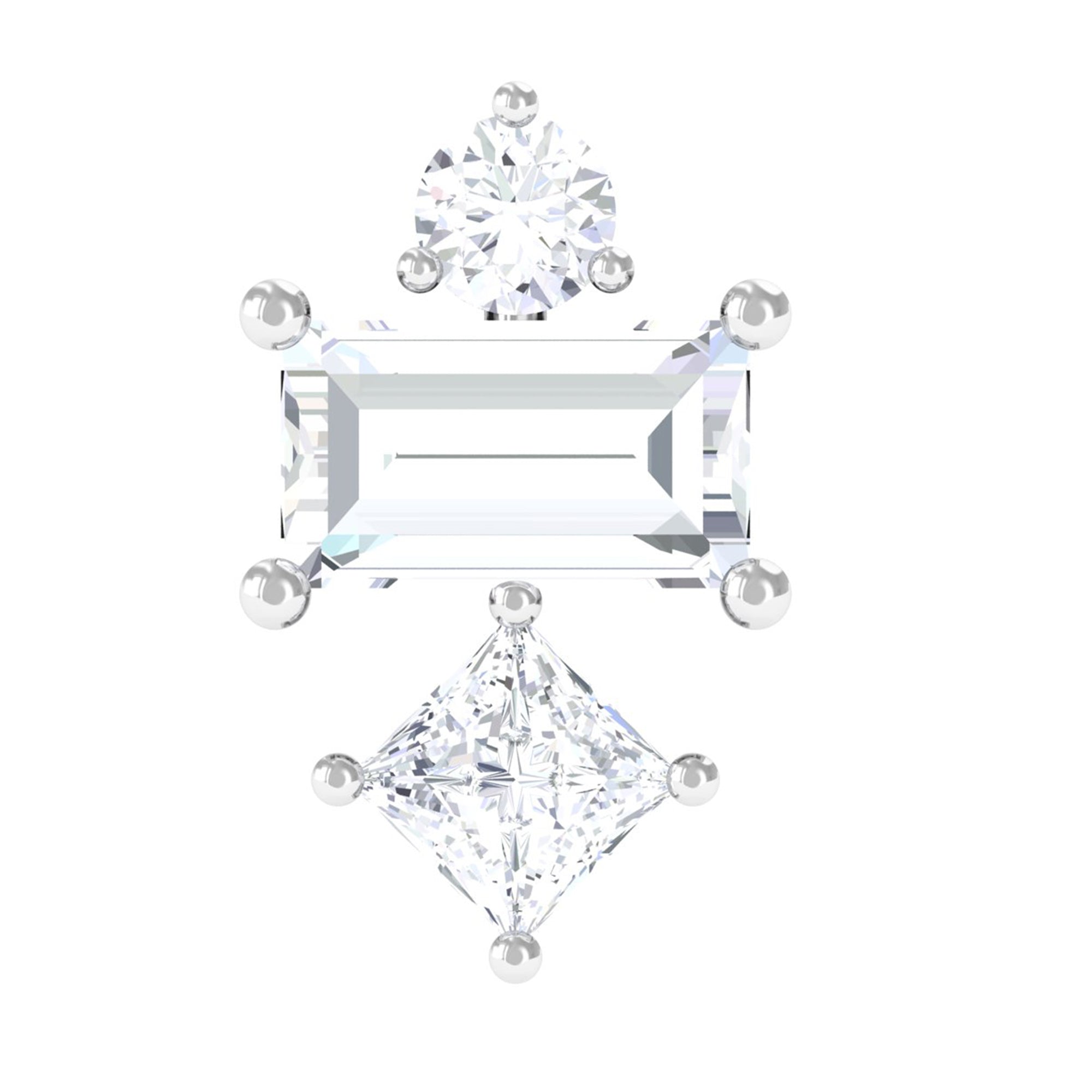 Genuine Diamond Three Stone Earring for Tragus Piercing | Body Jewelry | Wiccan Center