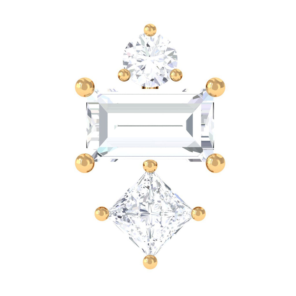 Genuine Diamond Three Stone Earring for Tragus Piercing | Body Jewelry | Wiccan Center