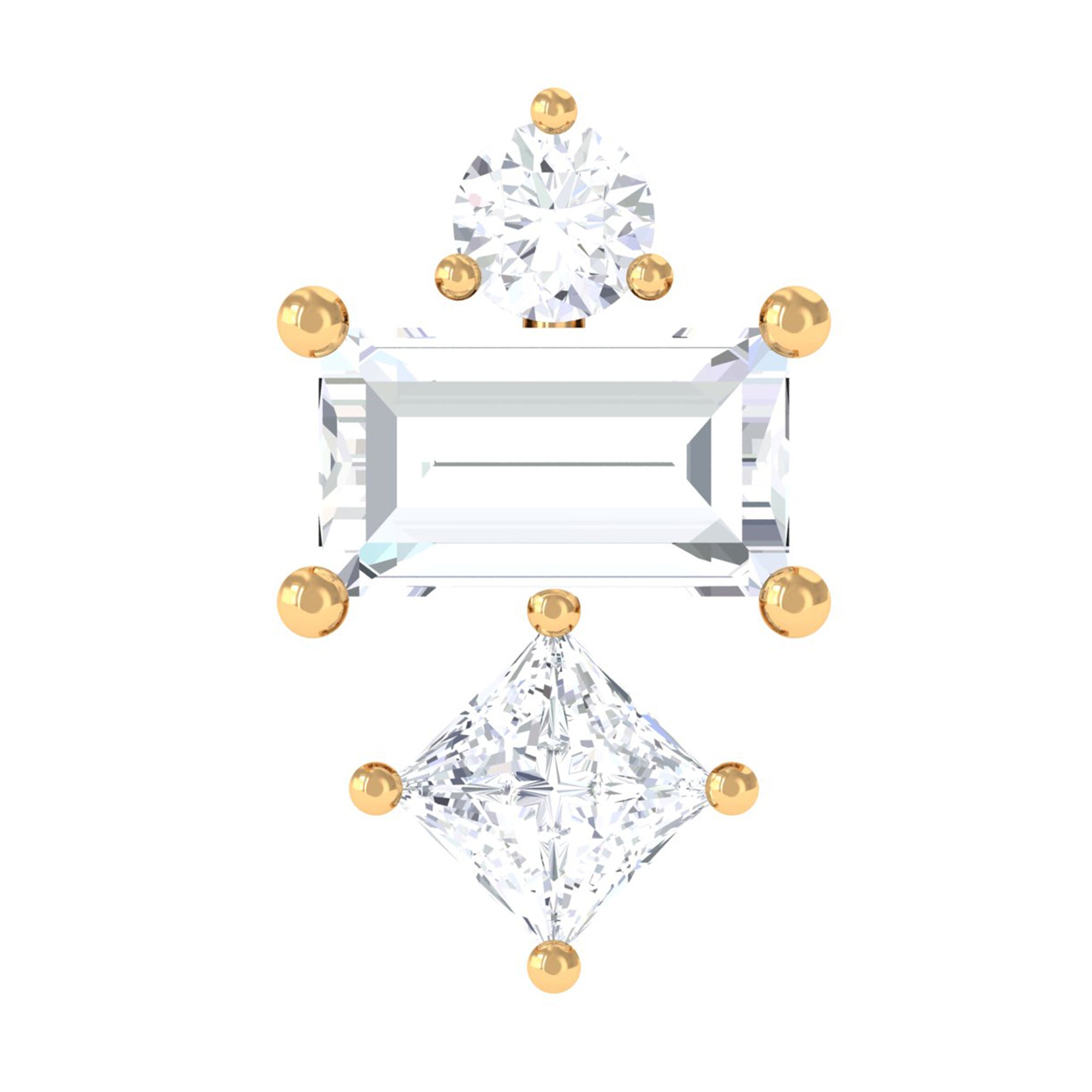 Genuine Diamond Three Stone Earring for Tragus Piercing | Body Jewelry | Wiccan Center