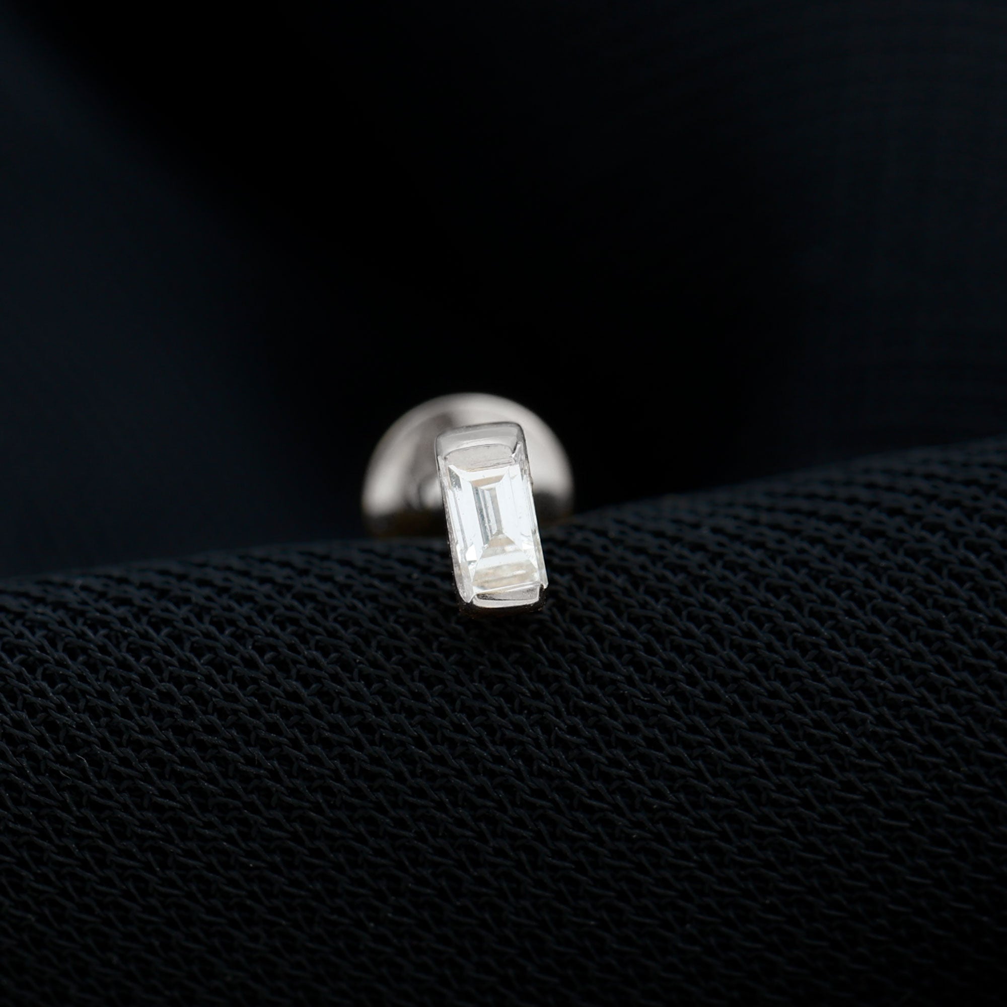 Solitaire Baguette Diamond Earring for Tragus Piercing | Body Jewelry | Wiccan Center