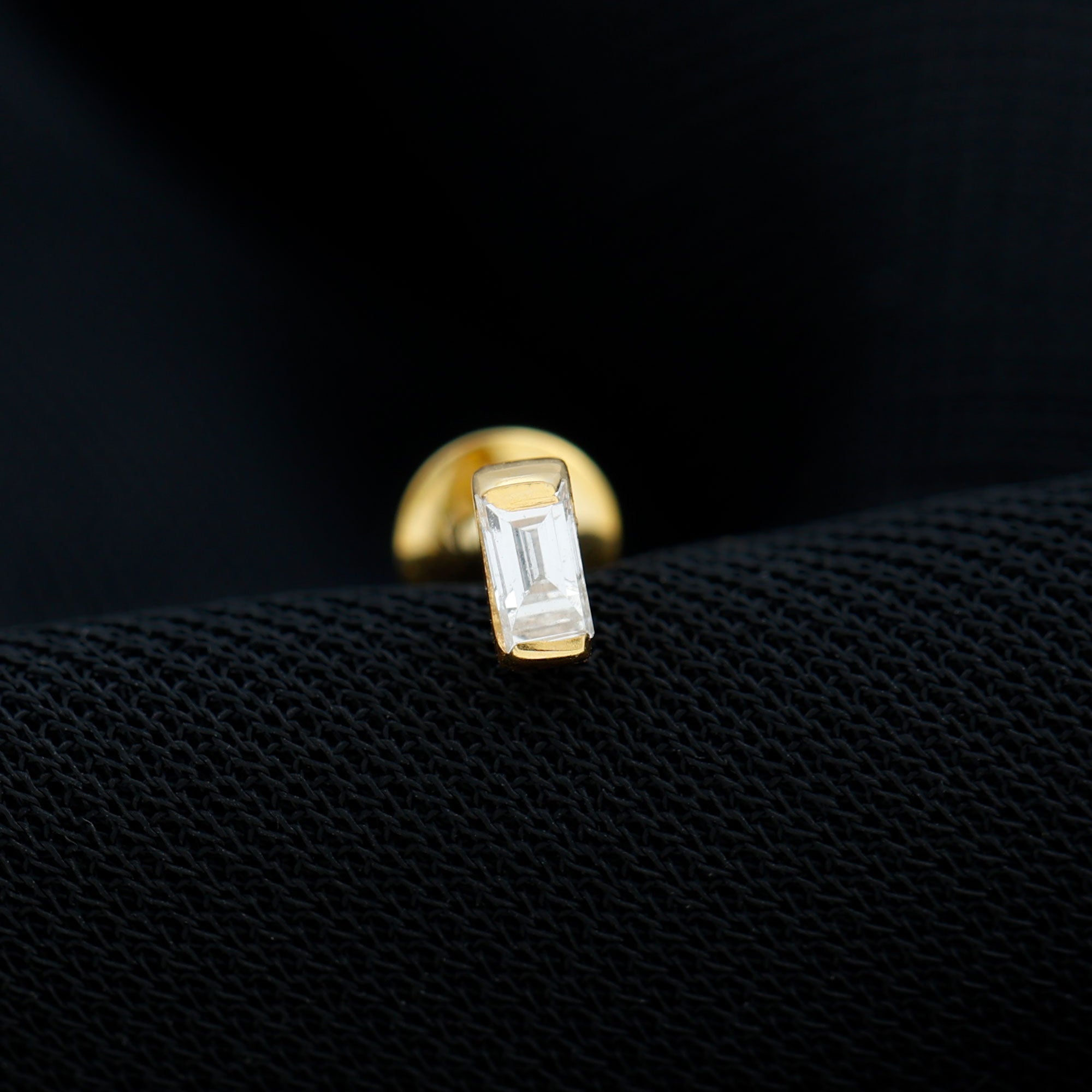 Solitaire Baguette Diamond Earring for Tragus Piercing | Body Jewelry | Wiccan Center