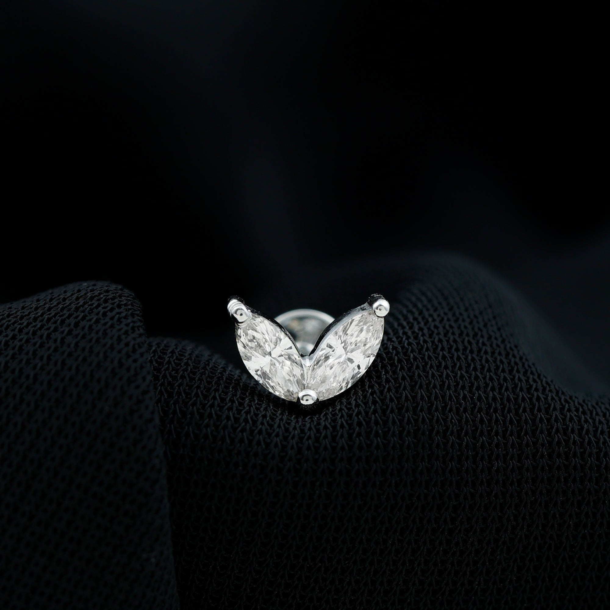 Marquise Diamond Two Stone Earring for Tragus Piercing | Body Jewelry | Wiccan Center