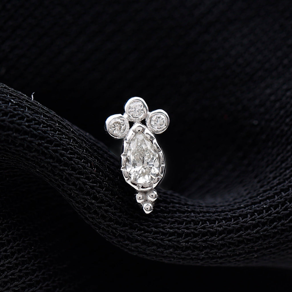 Minimal Diamond Tragus Earring in Beaded Bezel Setting | Body Jewelry | Wiccan Center