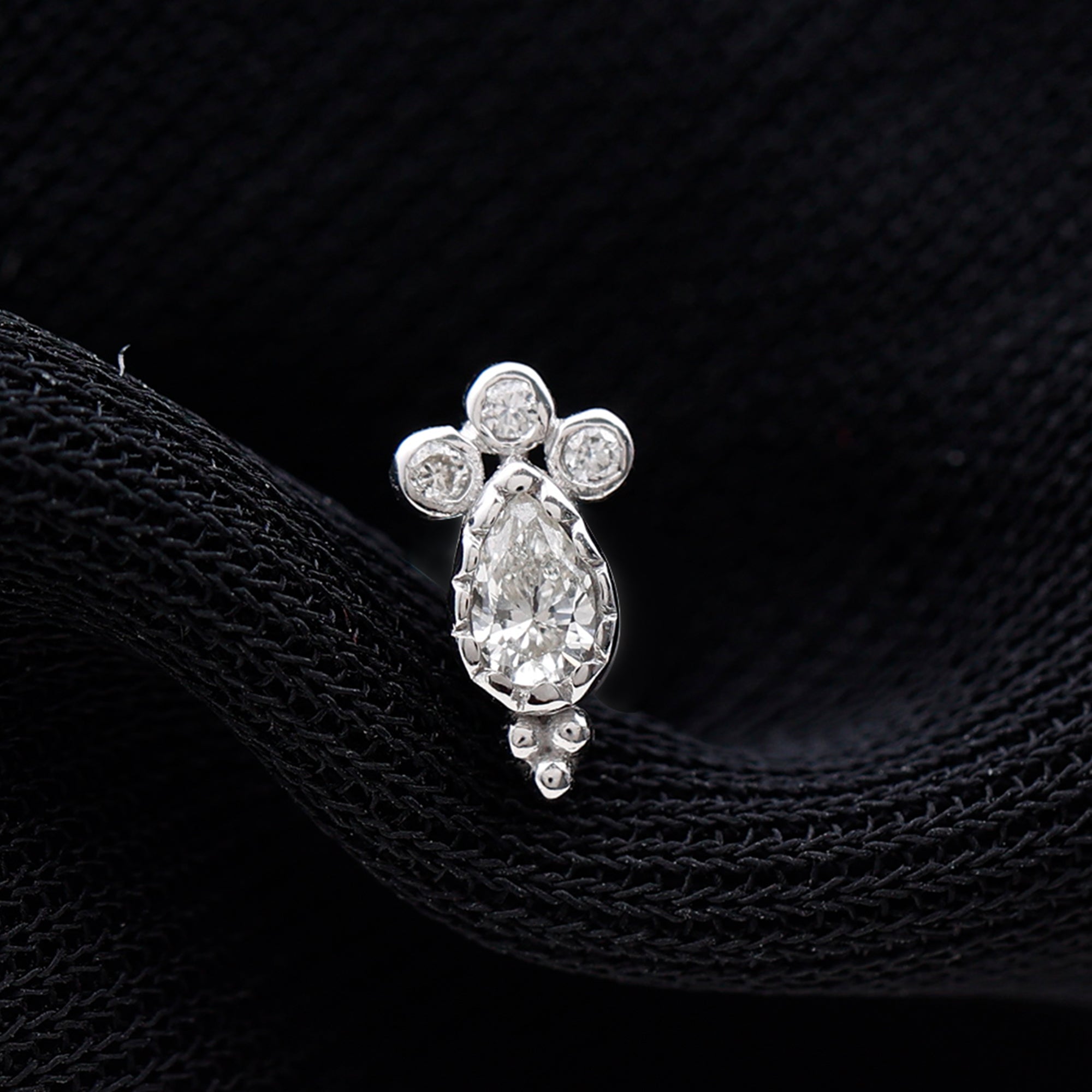 Minimal Diamond Tragus Earring in Beaded Bezel Setting | Body Jewelry | Wiccan Center