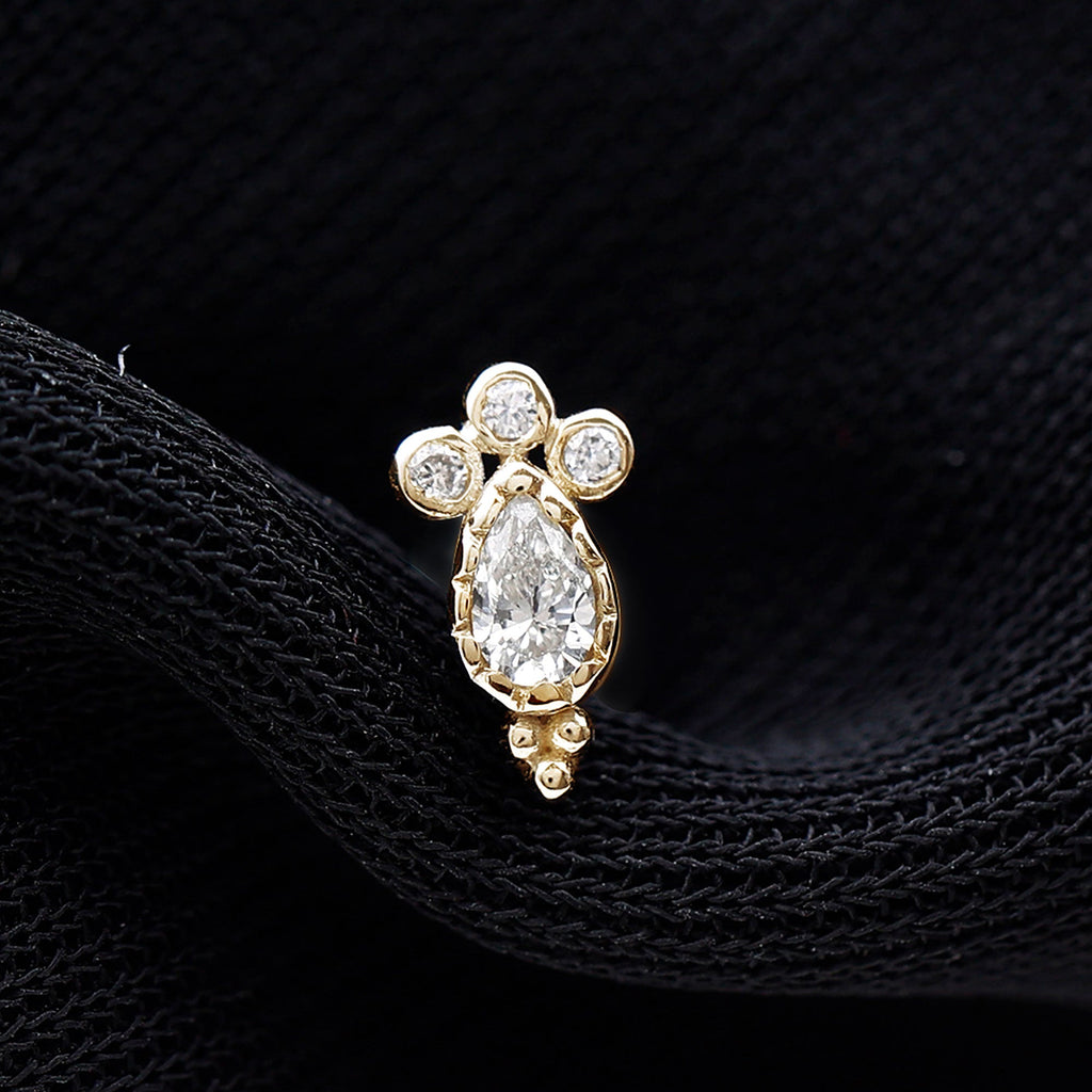 Minimal Diamond Tragus Earring in Beaded Bezel Setting | Body Jewelry | Wiccan Center