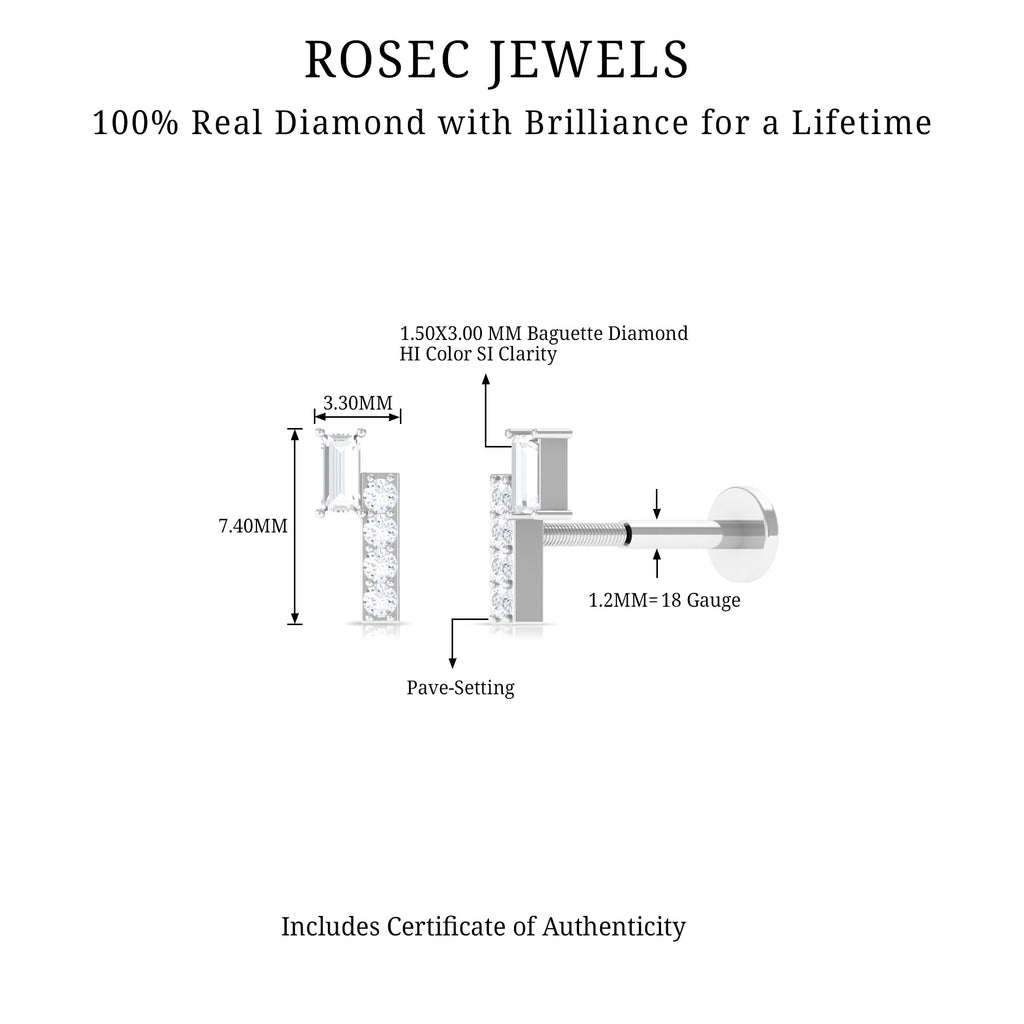 Minimalist Diamond Tragus Piercing Earring | Body Jewelry | Wiccan Center