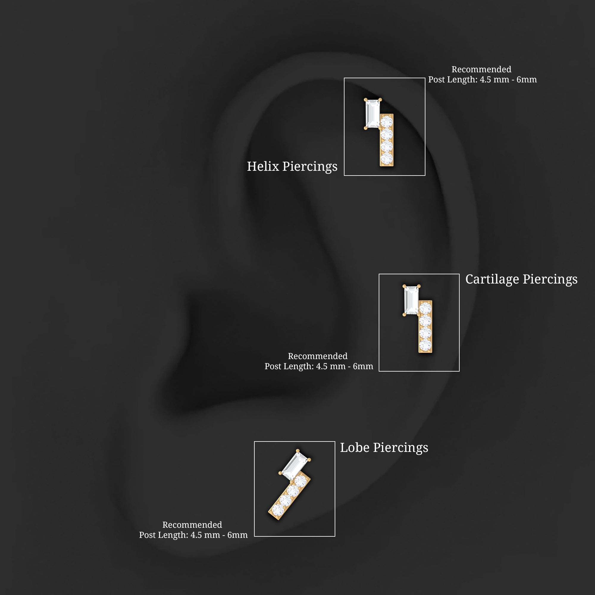 Minimalist Diamond Tragus Piercing Earring | Body Jewelry | Wiccan Center