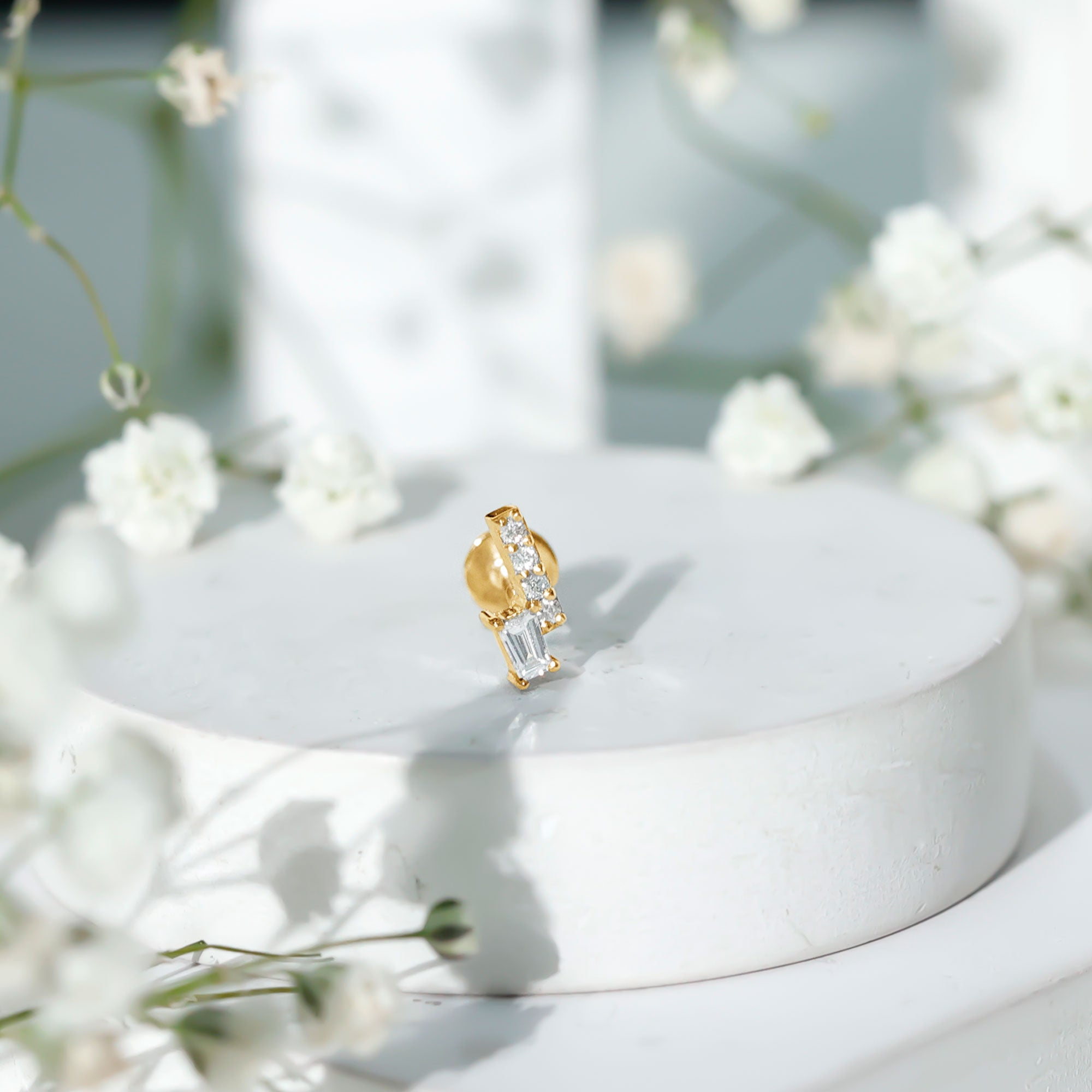 Minimalist Diamond Tragus Piercing Earring | Body Jewelry | Wiccan Center