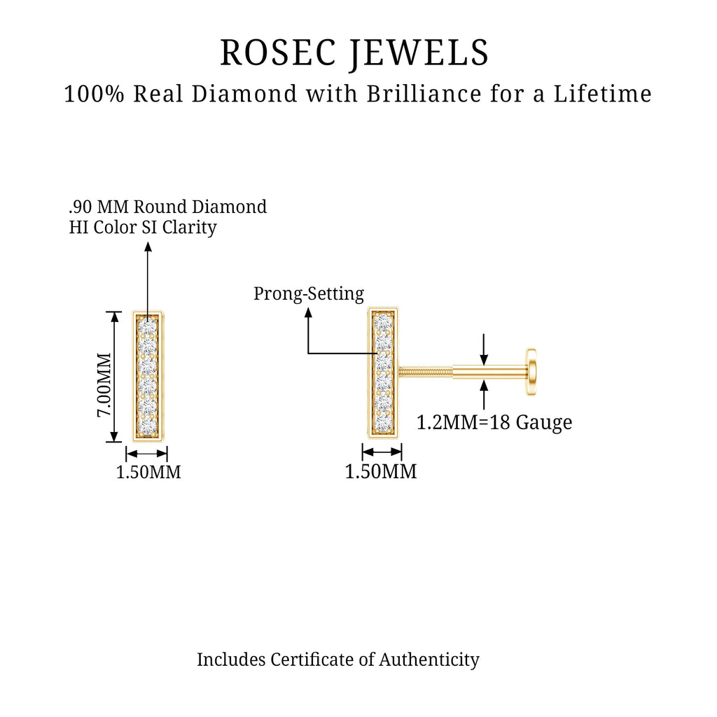Diamond Bar Earring for Tragus Piercing | Body Jewelry | Wiccan Center