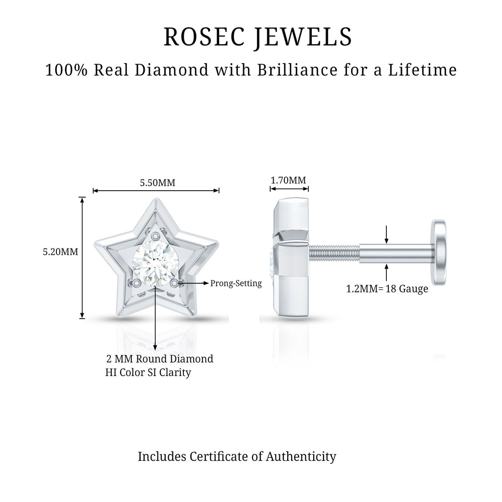 Dainty Diamond Star Earring for Tragus Piercing | Body Jewelry | Wiccan Center