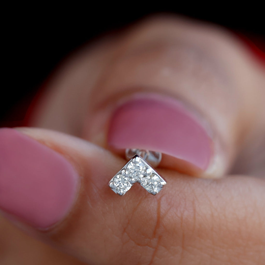 Certified Diamond Chevron V Earring for Tragus Piercing | Body Jewelry | Wiccan Center