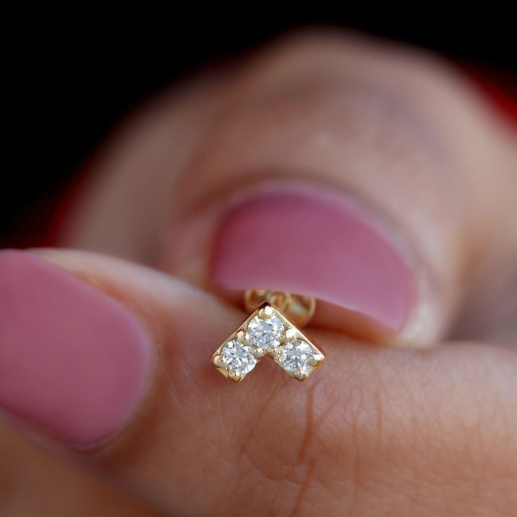 Certified Diamond Chevron V Earring for Tragus Piercing | Body Jewelry | Wiccan Center