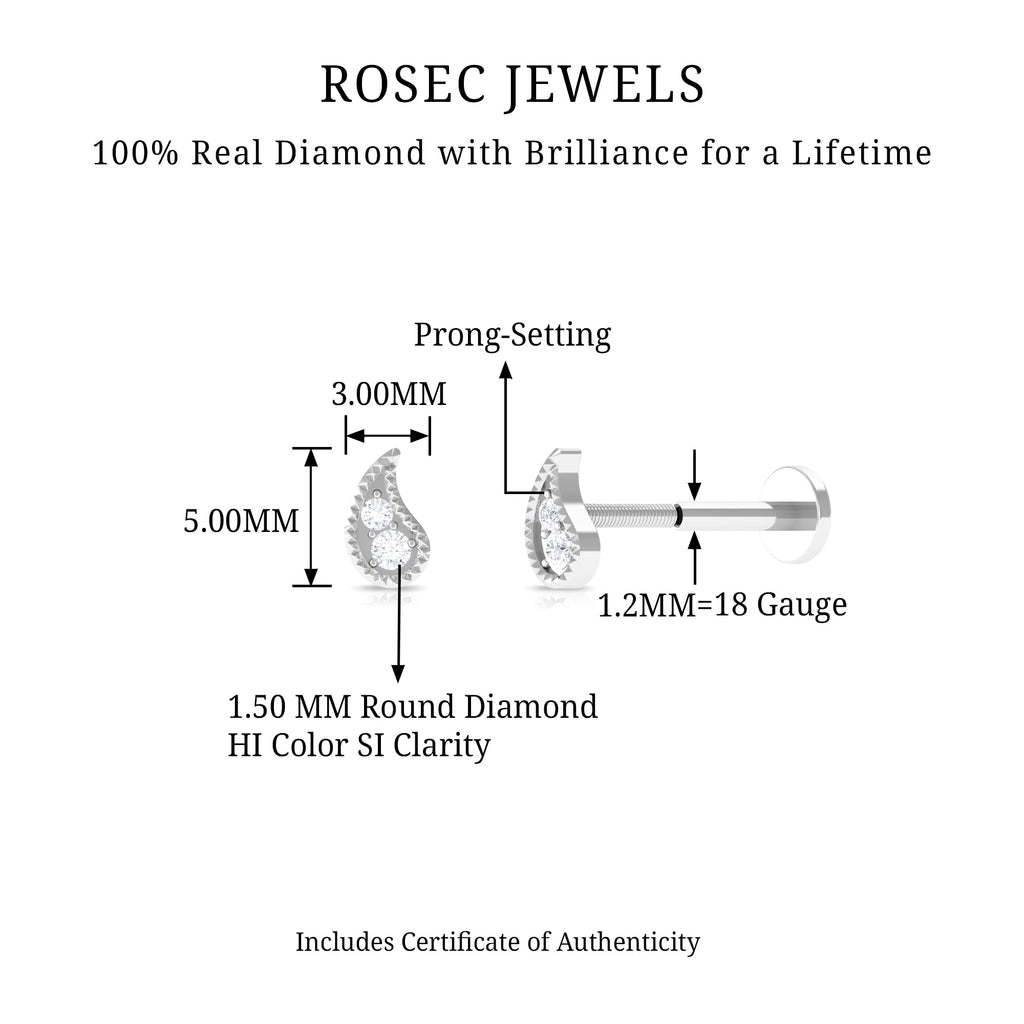 Natural Diamond Gold Petal Cartilage Earring | Body Jewelry | Wiccan Center