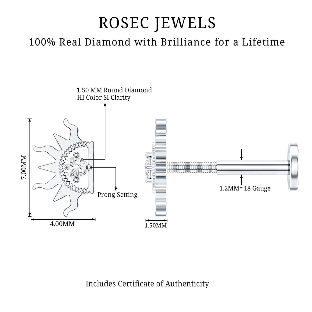Diamond Half Sun Tragus Earring | Body Jewelry | Wiccan Center