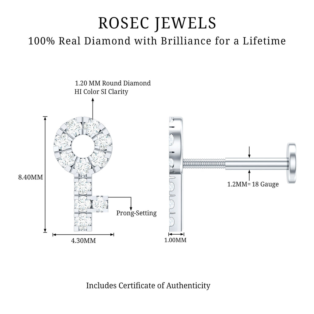 Diamond Key Shape Tragus Earring | Body Jewelry | Wiccan Center