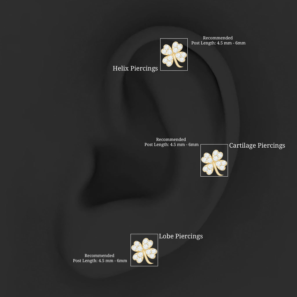 Diamond Four Leaf Clover Tragus Earring | Body Jewelry | Wiccan Center