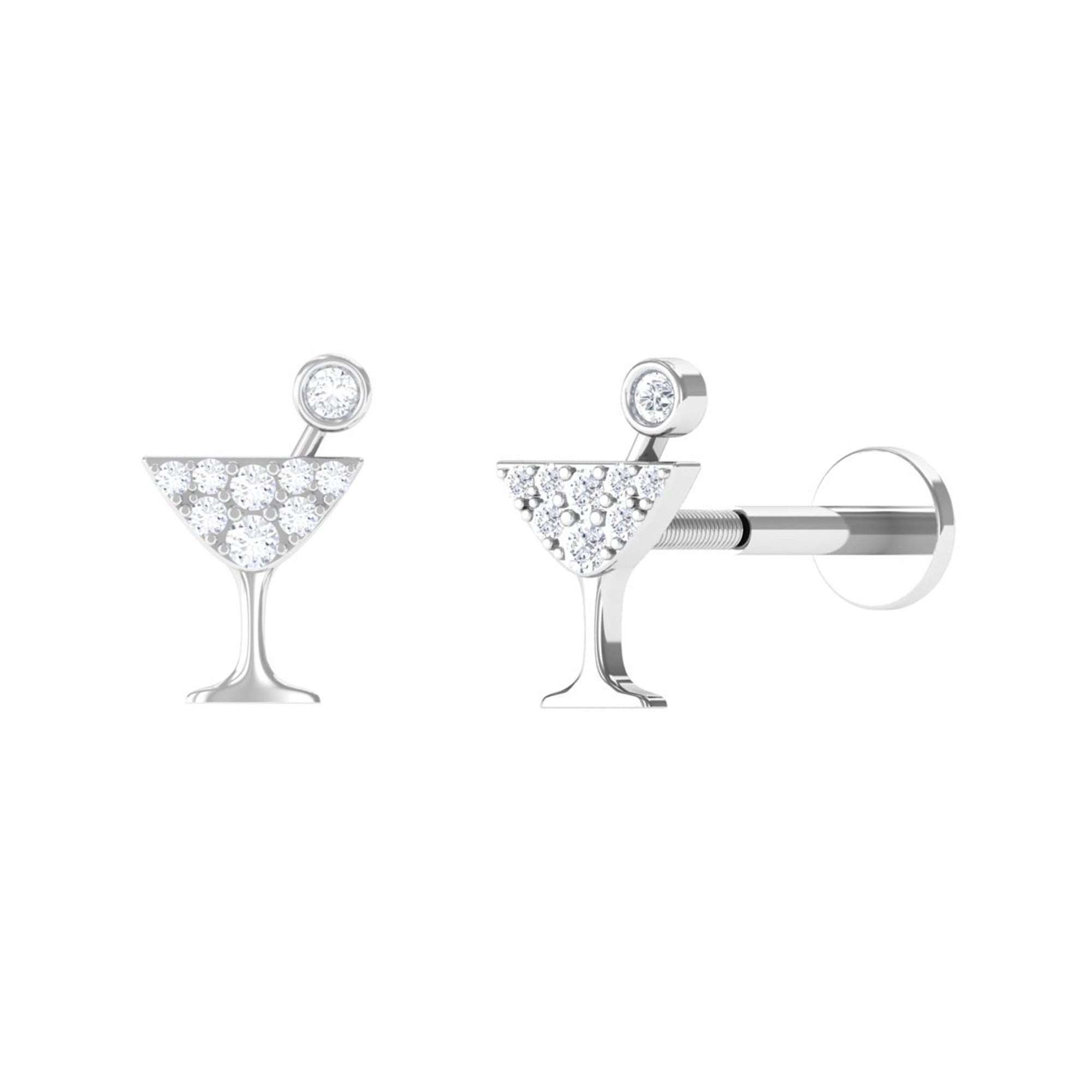 Diamond Wine Glass Earring for Tragus Piercing | Body Jewelry | Wiccan Center