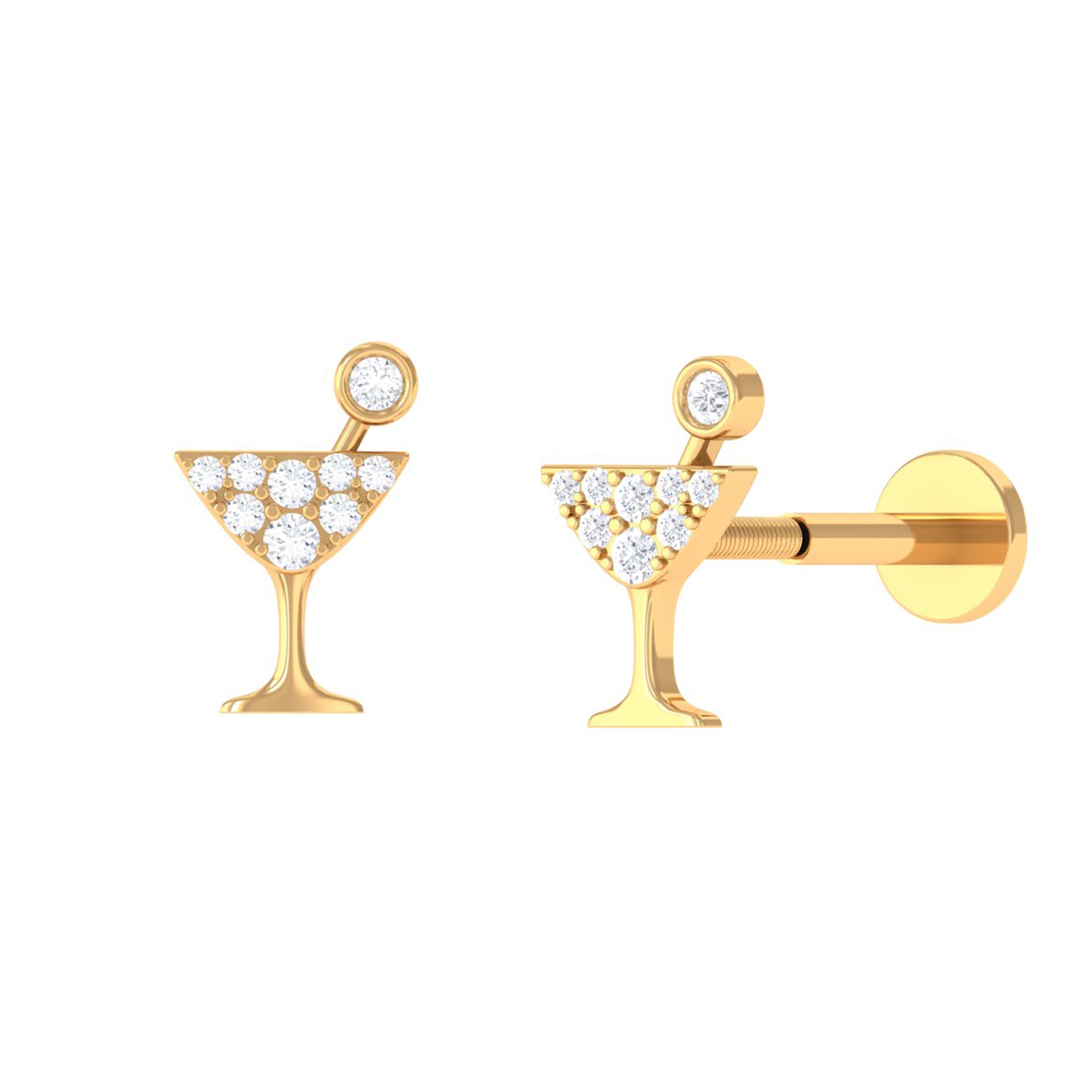 Diamond Wine Glass Earring for Tragus Piercing | Body Jewelry | Wiccan Center