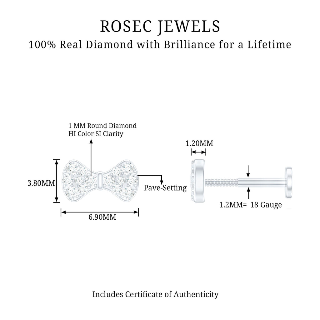 Cute Diamond Bow Earring for Tragus Piercing | Body Jewelry | Wiccan Center