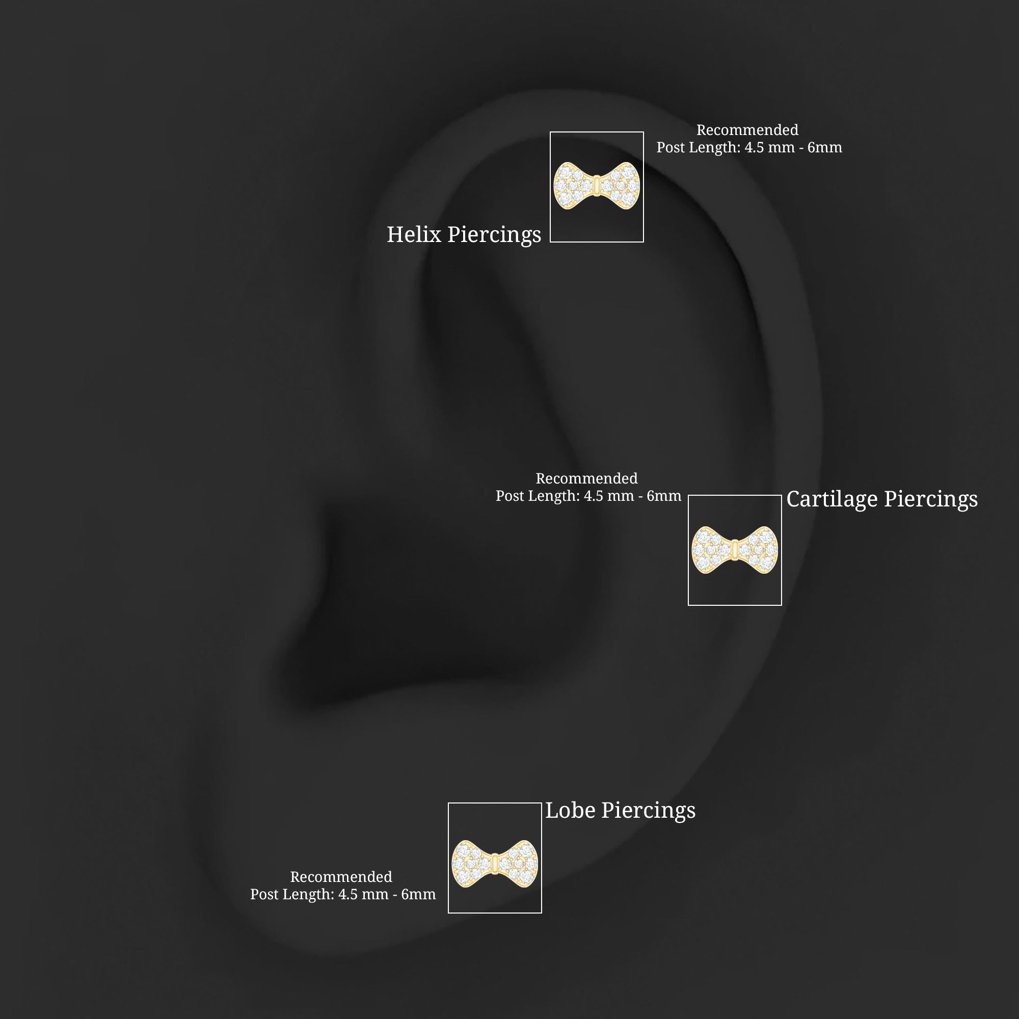 Cute Diamond Bow Earring for Tragus Piercing | Body Jewelry | Wiccan Center
