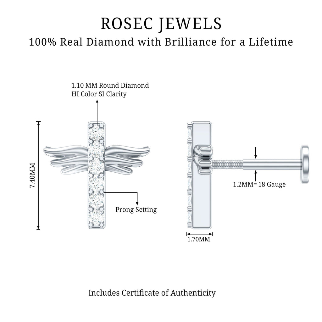 Diamond Cross Earring for Tragus Piercing | Body Jewelry | Wiccan Center