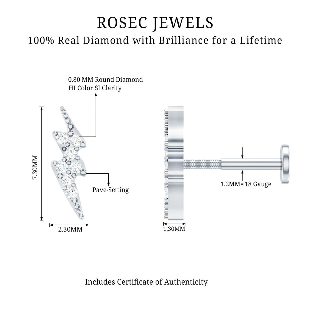 Diamond Lightning Bolt Tragus Earring | Body Jewelry | Wiccan Center