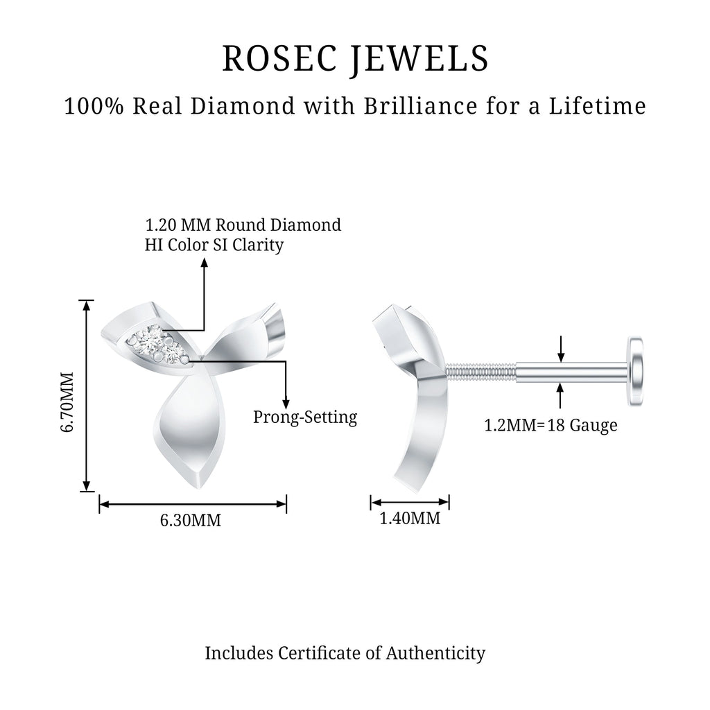 Unique Diamond Floral Earring for Tragus Piercing | Body Jewelry | Wiccan Center