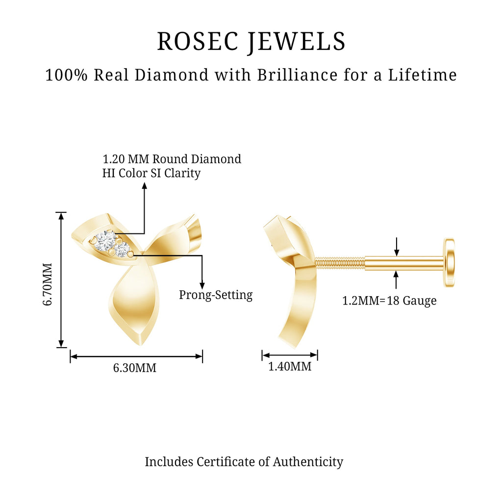 Unique Diamond Floral Earring for Tragus Piercing | Body Jewelry | Wiccan Center