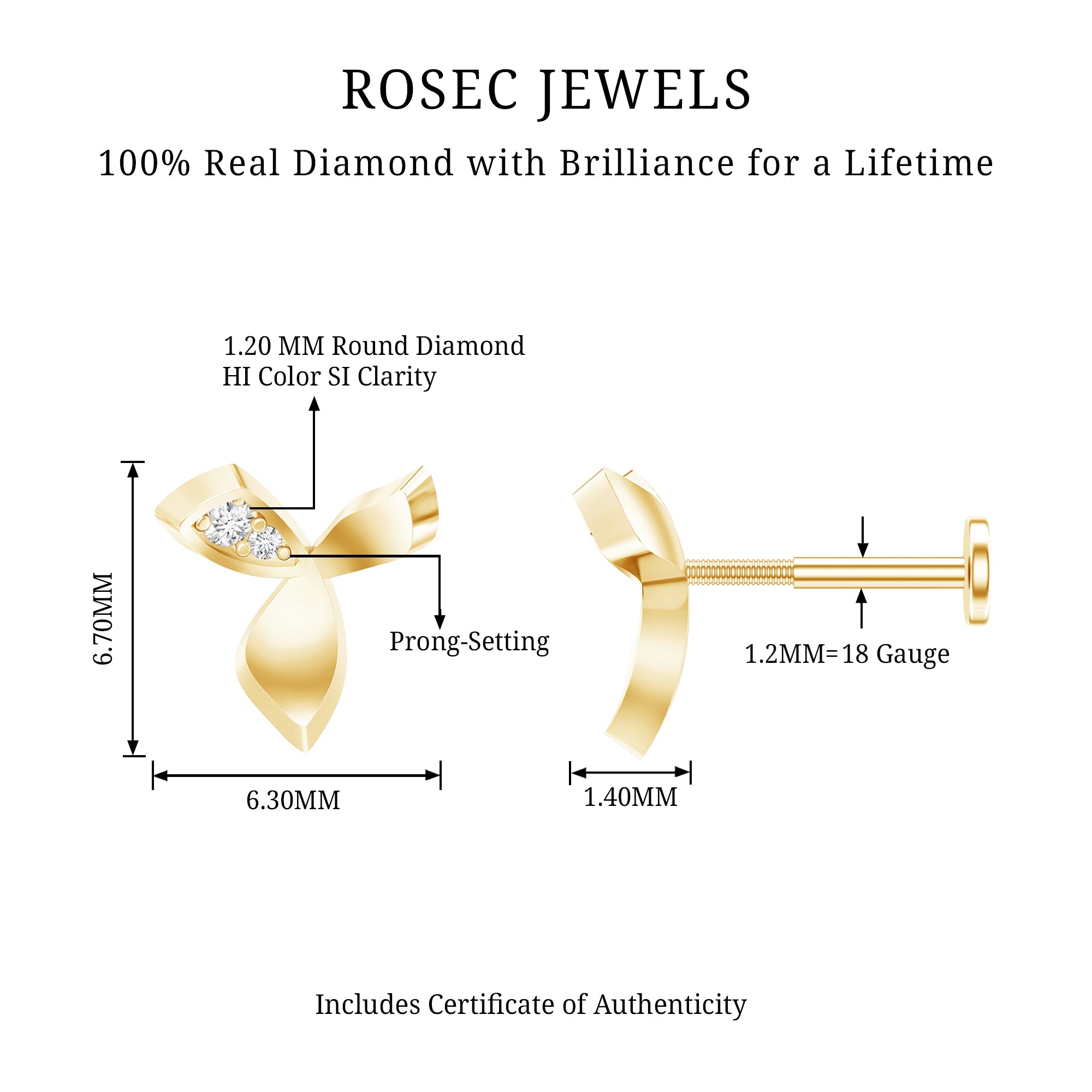 Unique Diamond Floral Earring for Tragus Piercing | Body Jewelry | Wiccan Center