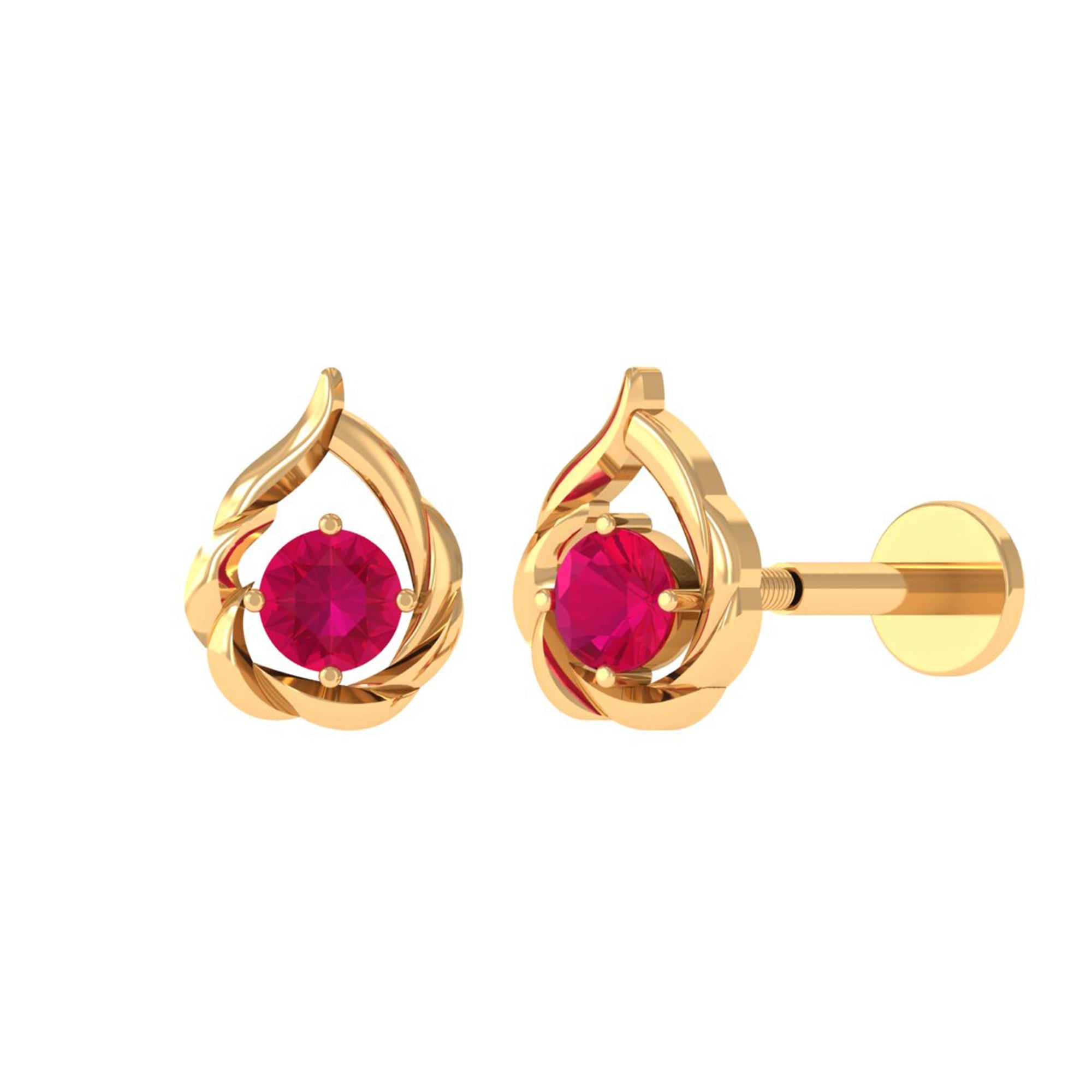 Natural Ruby Simple Tragus Earring | Body Jewelry | Wiccan Center