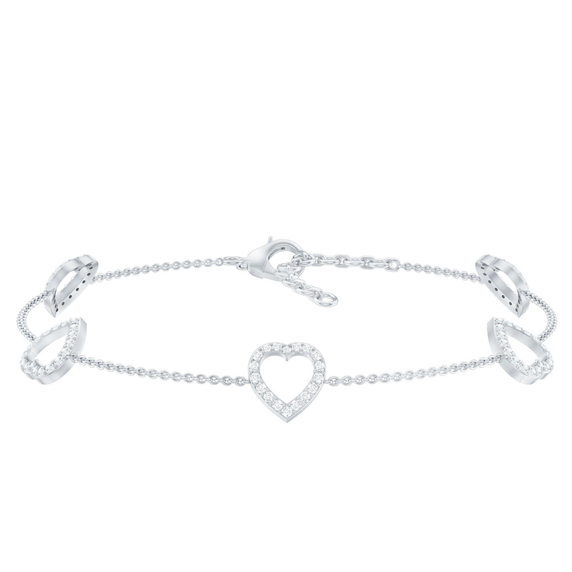 Certified Diamond Heart Chain Bracelet in Prong Setting | Bracelet | Wiccan Center