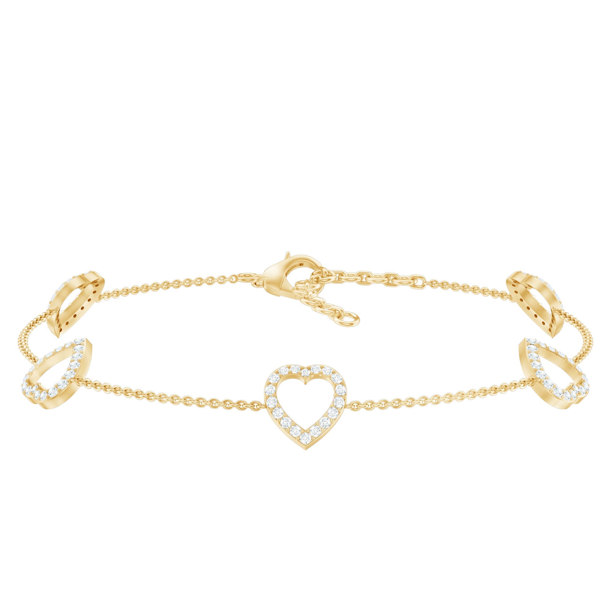 Certified Diamond Heart Chain Bracelet in Prong Setting | Bracelet | Wiccan Center