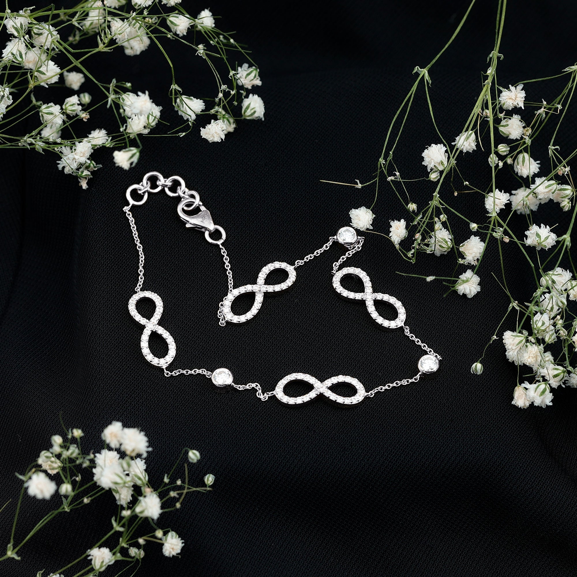 Certified Moissanite Infinity Chain Bracelet