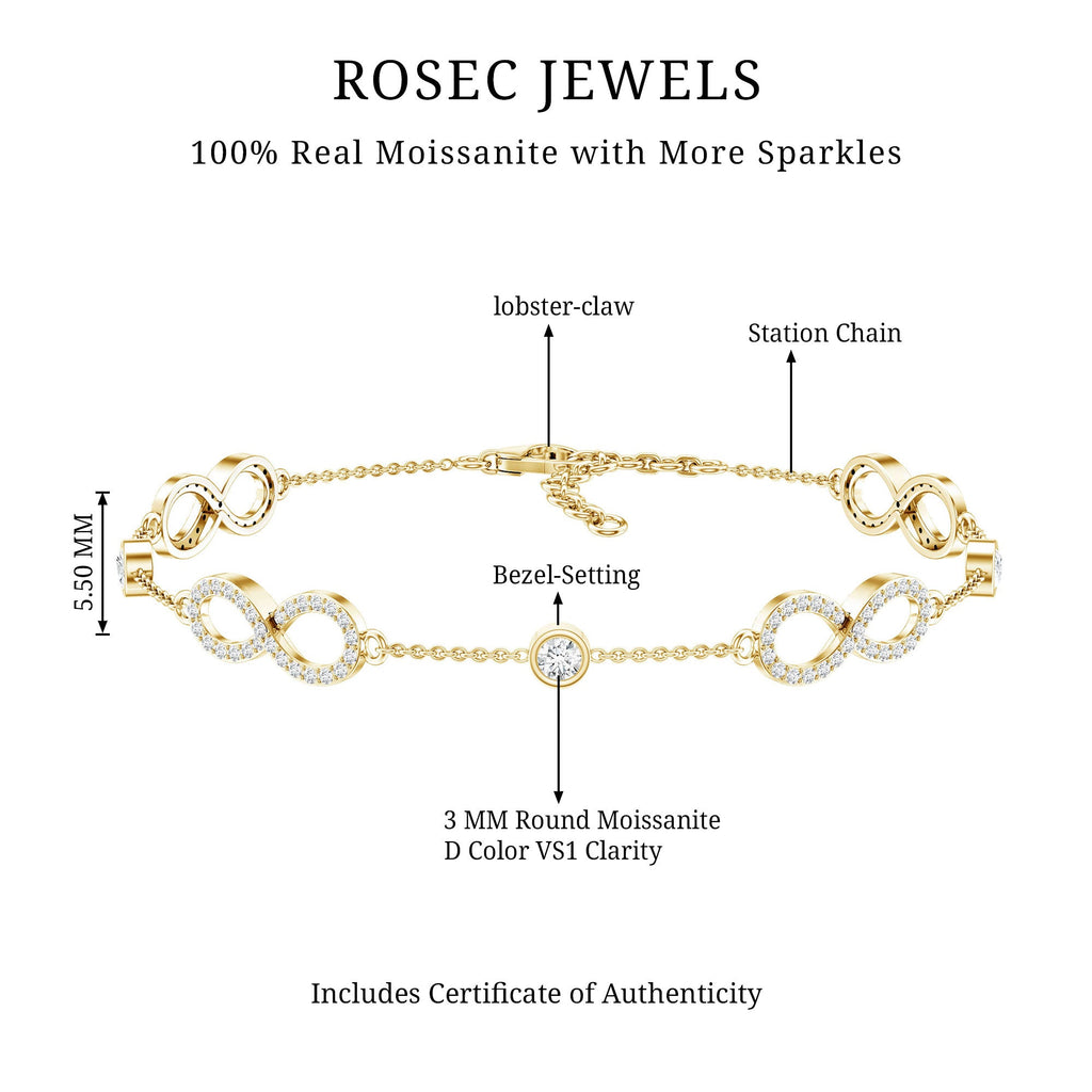 Certified Moissanite Infinity Chain Bracelet