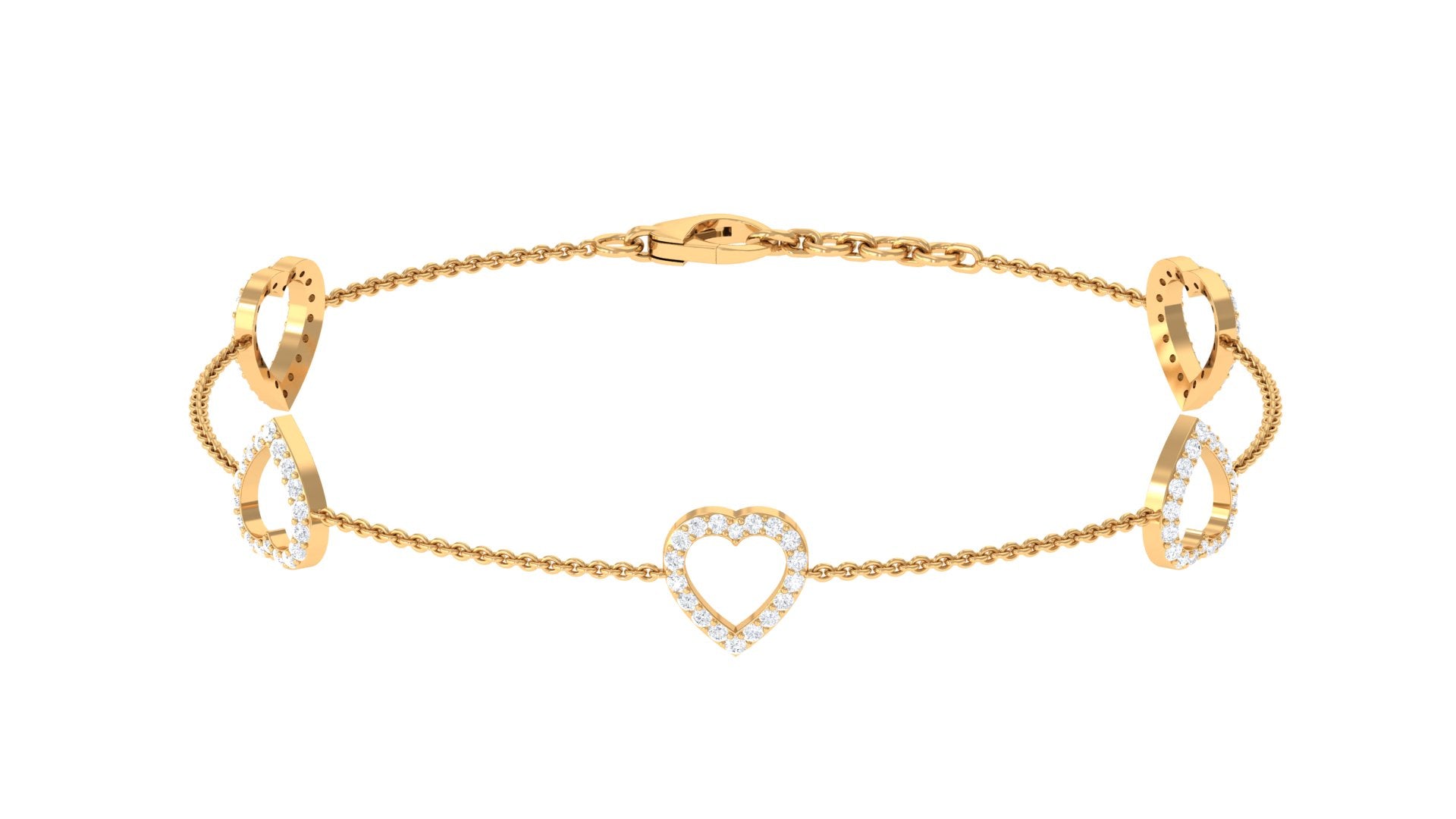 Certified Diamond Heart Chain Bracelet in Prong Setting | Bracelet | Wiccan Center
