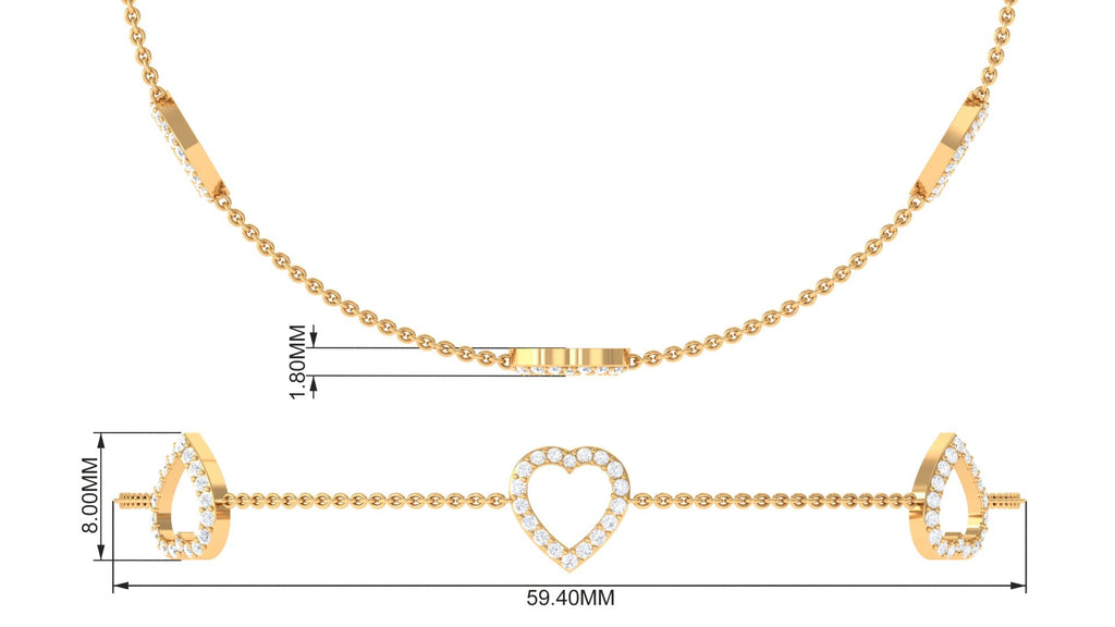 Certified Diamond Heart Chain Bracelet in Prong Setting