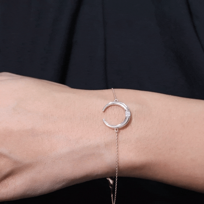Certified Diamond Moon Chain Bracelet
