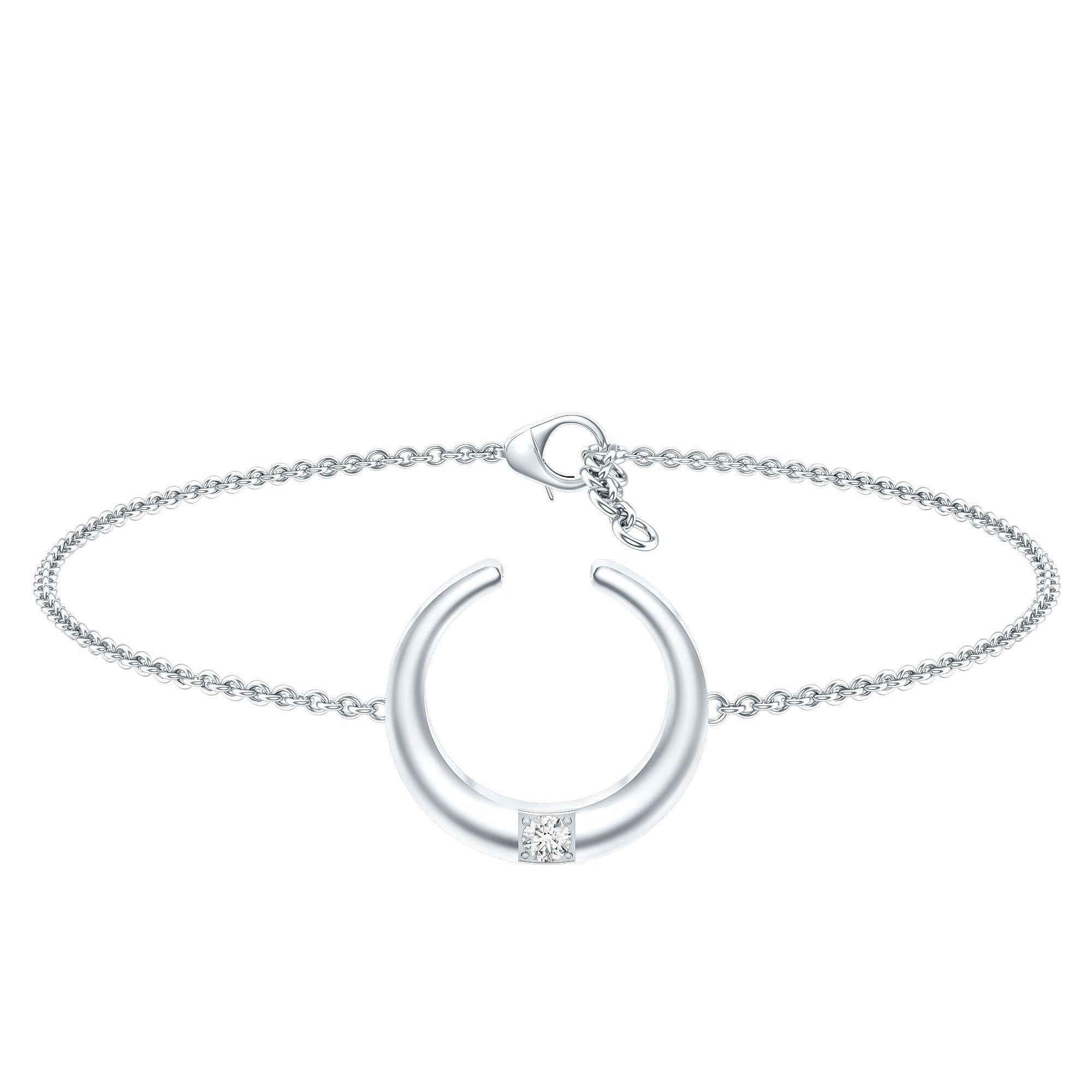 Certified Diamond Moon Chain Bracelet