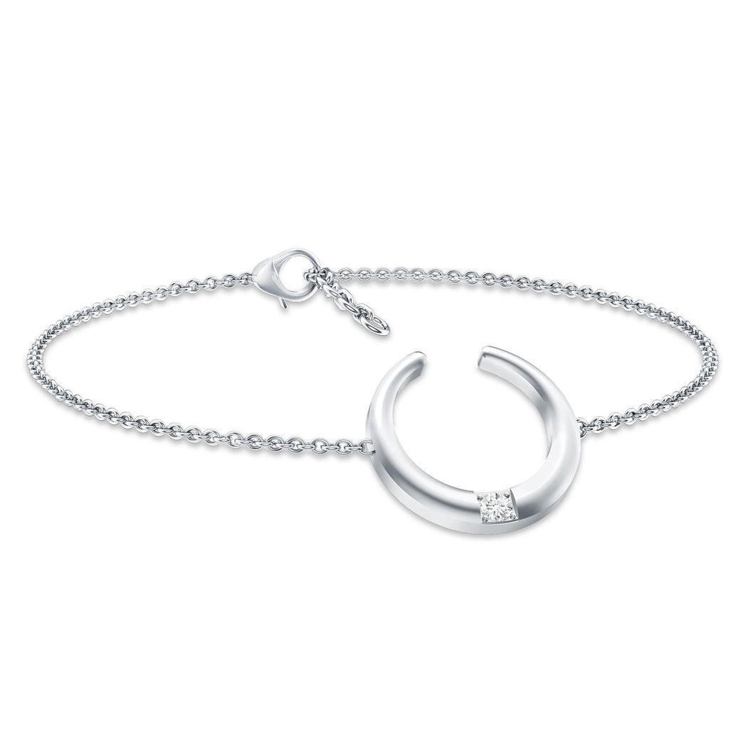 Certified Diamond Moon Chain Bracelet