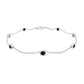 Bezel Set Black Onyx Seven Stone Station Chain Bracelet
