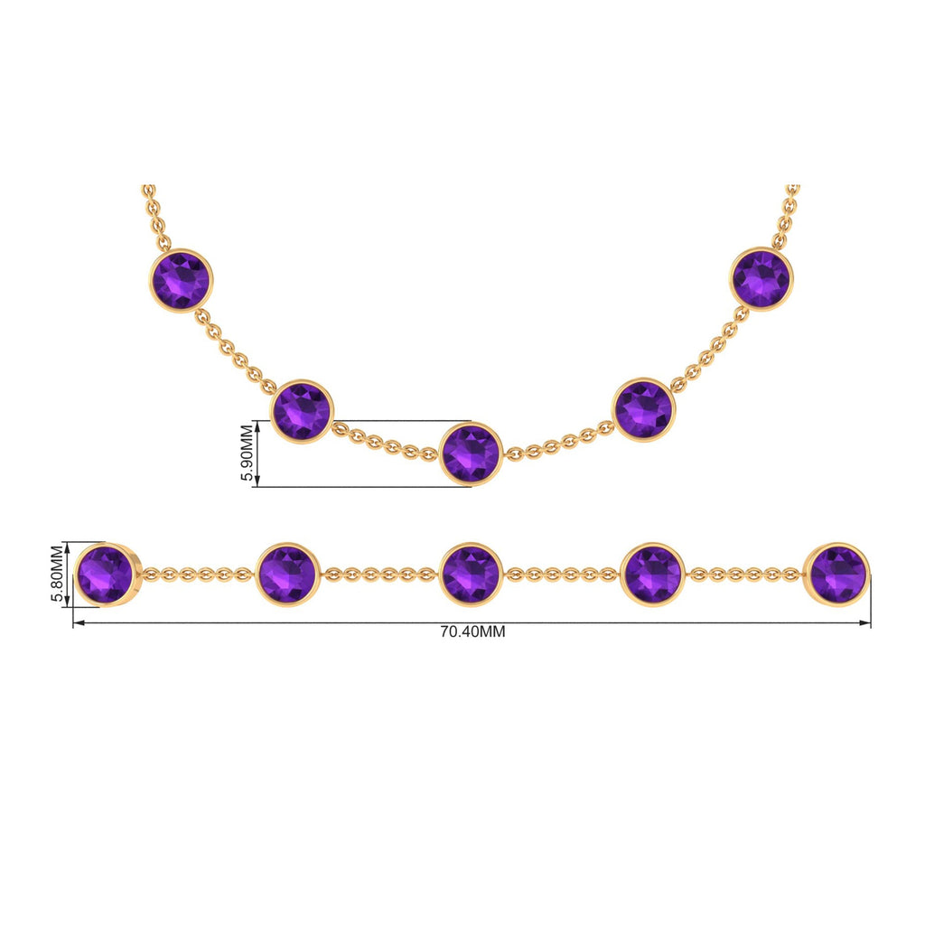 Bezel Set Amethyst Station Chain Bracelet for Women