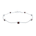 Bezel Set Garnet Seven Stone Station Chain Bracelet
