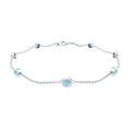 Bezel Set Aquamarine Station Bracelet for Women