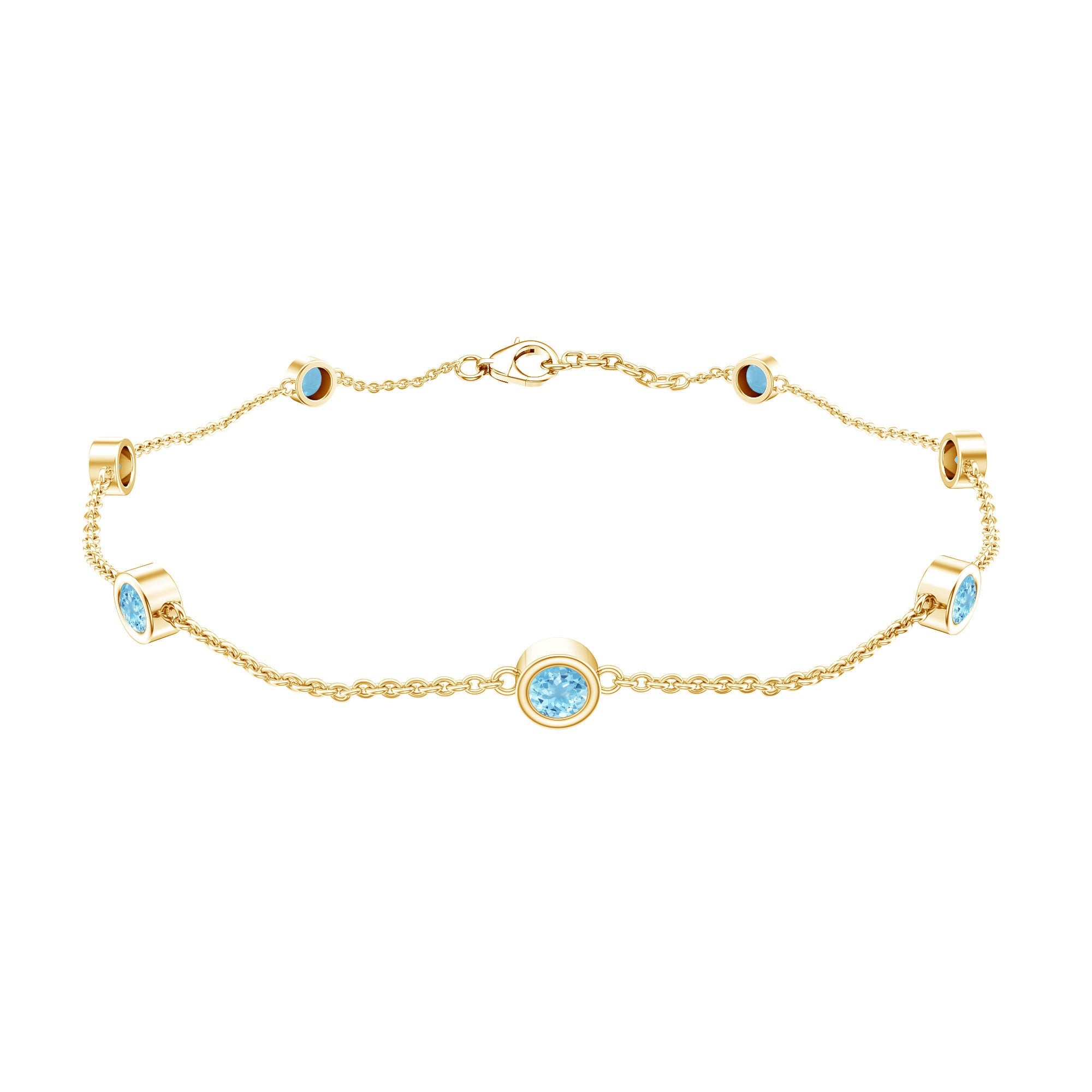 Bezel Set Aquamarine Station Bracelet for Women | Bracelet | Wiccan Center