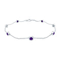 Real Amethyst Chain Bracelet in Bezel Setting