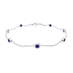 Real Amethyst Chain Bracelet in Bezel Setting | Bracelet | Wiccan Center