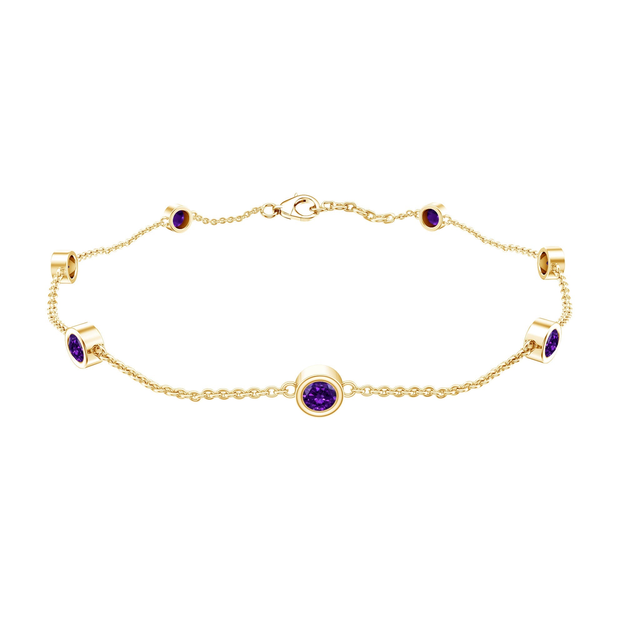 Real Amethyst Chain Bracelet in Bezel Setting | Bracelet | Wiccan Center