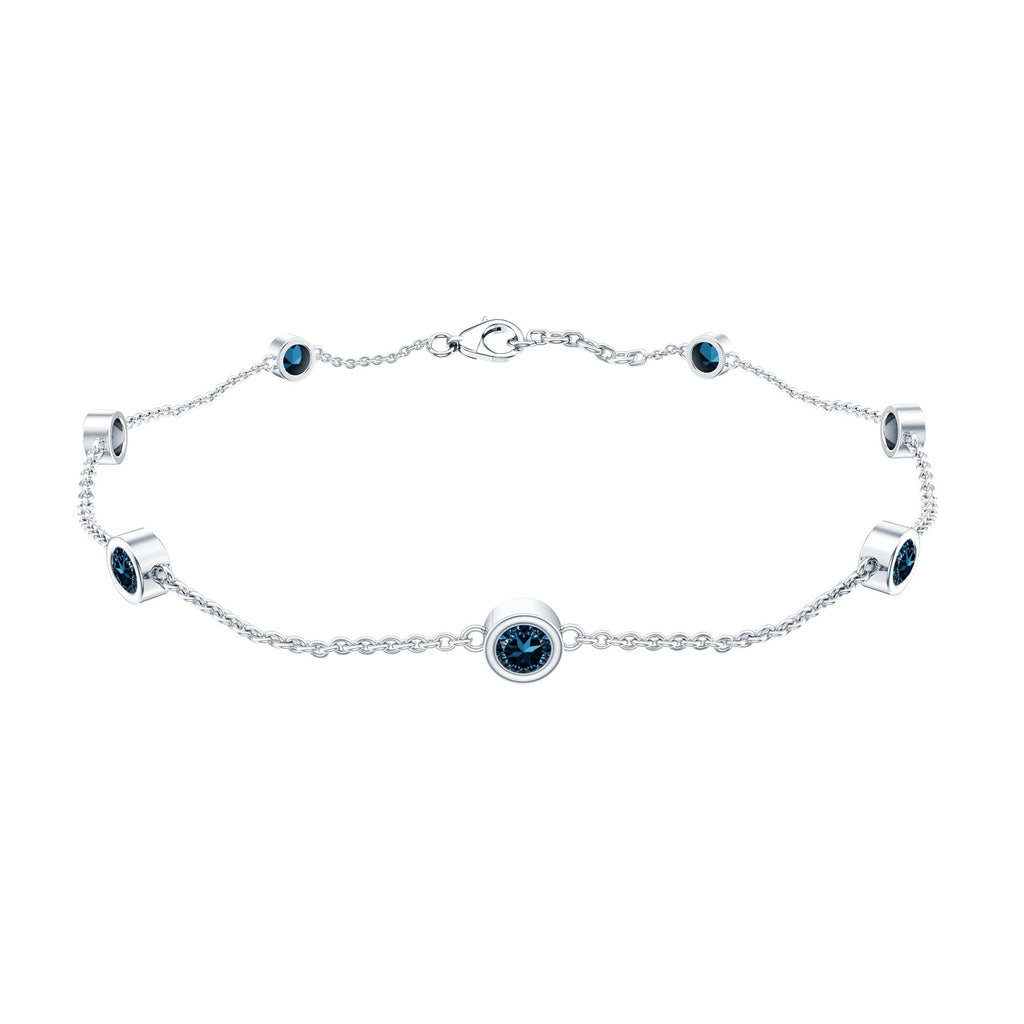 Bezel Set London Blue Topaz Station Chain Bracelet